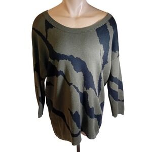 Wilfred Silk Cashmere Oversize Off Shoulder Camouflage Sweater Boho Indie READ L